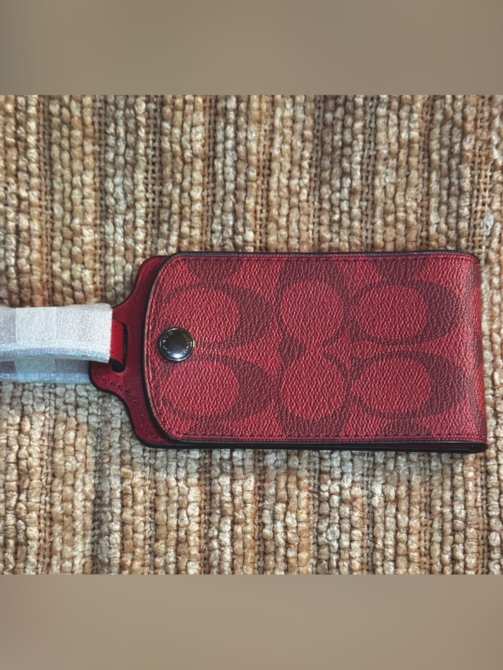 Coach Red Signature Canvas Luggage Tag,  Qb/Cherry C1614